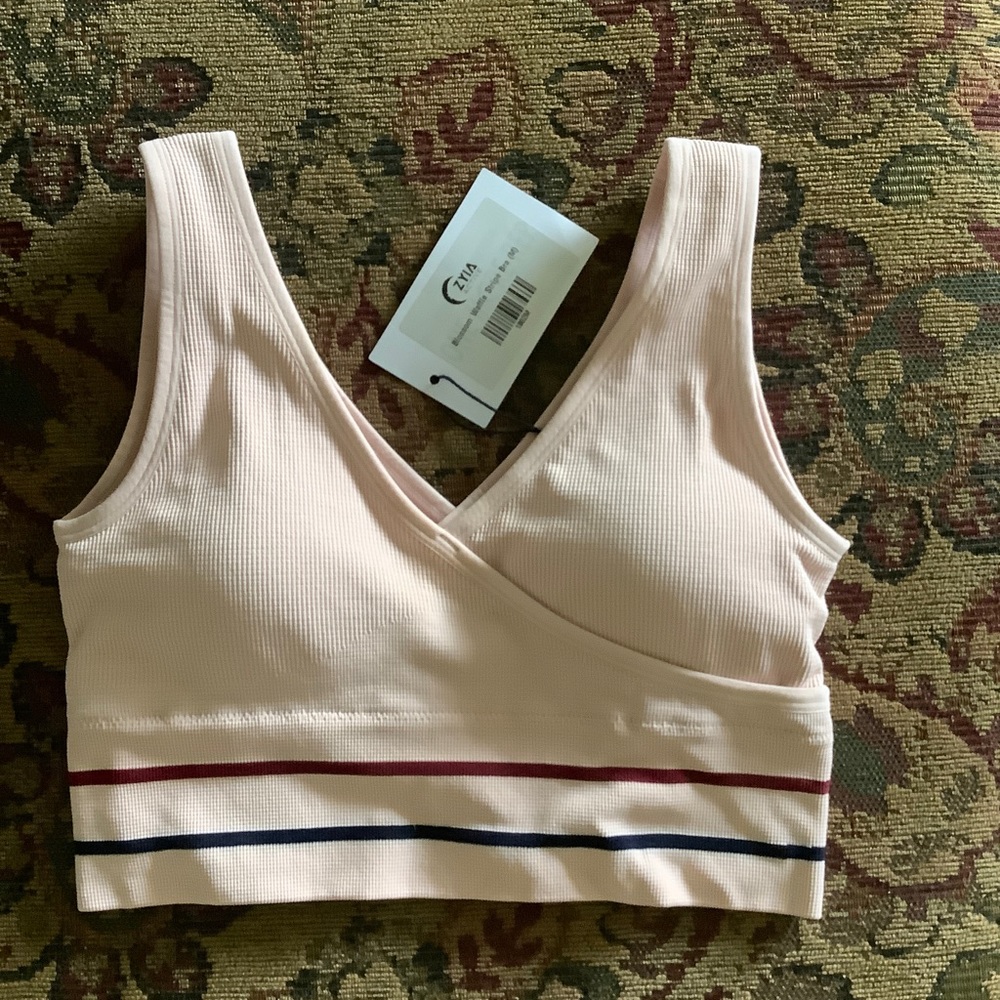 Zyia Blossom Waffle Stripe Bra Medium NWT